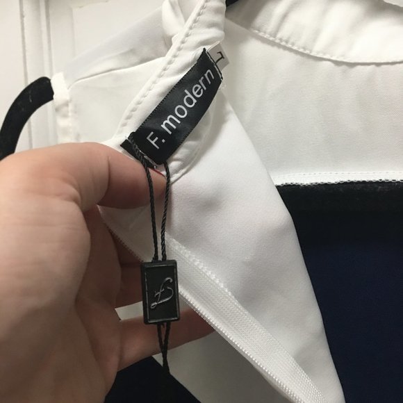 NWT! Dramatic high-low high-neck, striped top - Picture 6 of 6